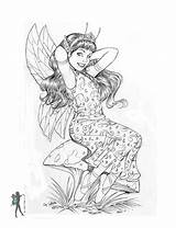 Coloring Pages Fairy Fantasy Adults Enchanted Printable Amy Nene Brown Mermaid Adult Thomas Designs Various Woodland Print Realistic Fairies Artists sketch template