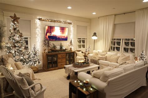 cozy christmas living room night