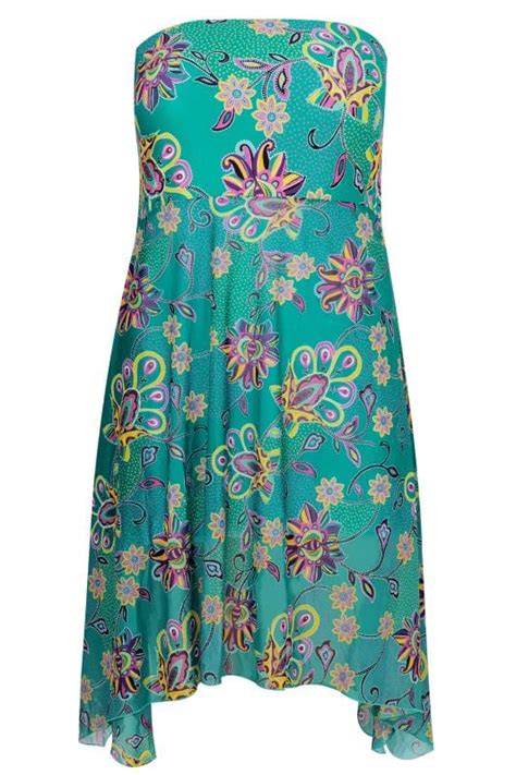 Teal Blue Floral Paisley Print Mesh Cover Up Plus Size 16