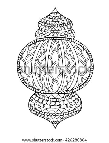 hand drawn traditional lantern ramadan engraved stock vector