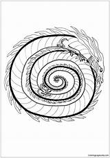 Dragon Mandala Coloring Pages Fire Getdrawings Print Color sketch template