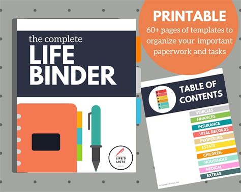 life binder printables
