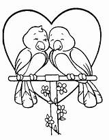 Coloring Pages Valentine Bird Valentines Birds Kids Cute Sheets Printable Colouring Heart Many sketch template