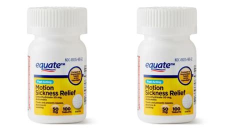 pack equate fast acting motion sickness relief tablet mg