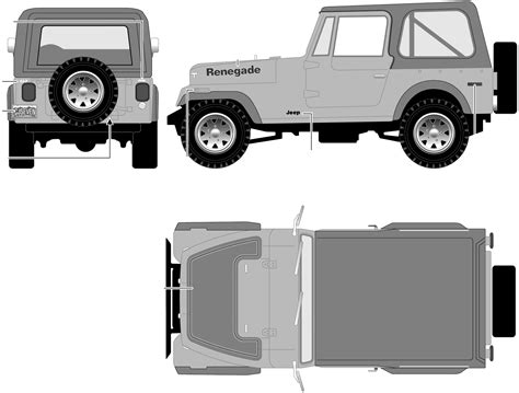 jeep cj renegade suv blueprints  outlines