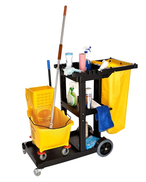 Housekeeping And Janitorial Cart With Rolling Wheels