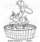 Coloring Drawing Grapes Stomping Wine Outlined Cartoon Man Vector Royalty Stock Designs sketch template