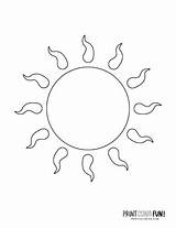 Sun Coloring Pages Fun Color Shape Silly Faces Print sketch template