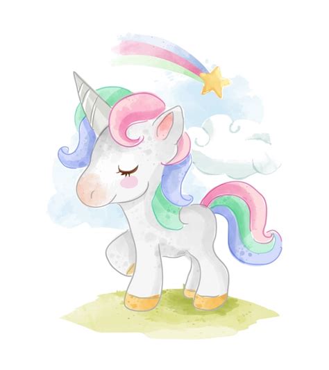 premium vector color unicorn  rainbow illustration
