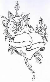 Outline Tattoo Coloring Pages Tattoos Heart Rose Butterfly Book Adult Choose Board Printable sketch template