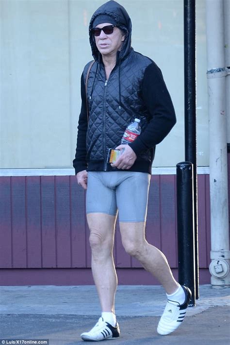 Mickey Rourke Shows Off Bulge In Tight Spandex Shorts Daily Mail Online