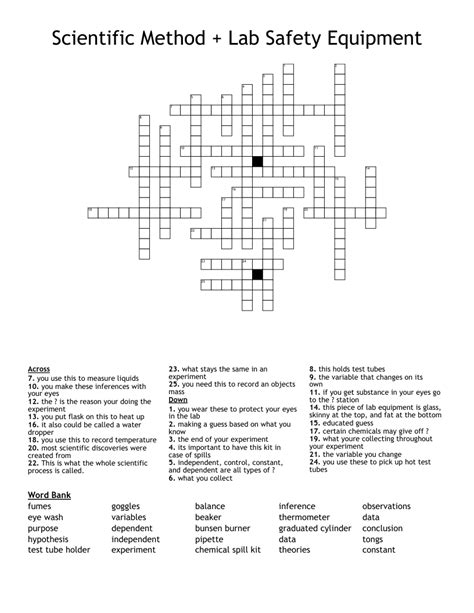 lab equipment diagram crossword answer key