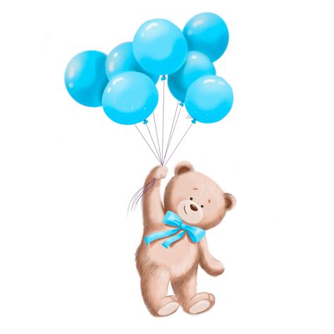 teddy bear  blue balloons png png baby shower neutral baby