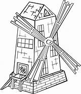 Vento Colorare Mulino Disegno Windmill sketch template