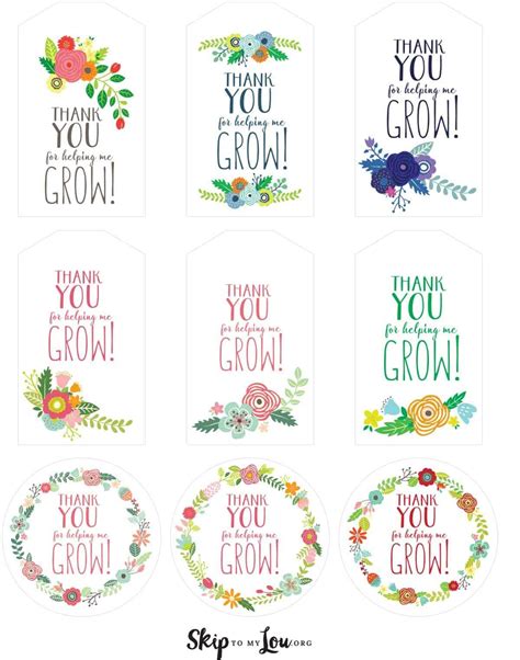 assorted floral    helping  grow printable gift tags