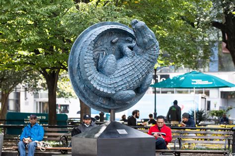 sewer alligator sculpture   unveiled  union square