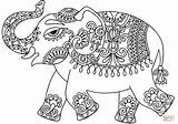 Elephant Coloring Indian Pattern Pages India Template Printable Stencil Zentangle Ethnic Popular Categories sketch template