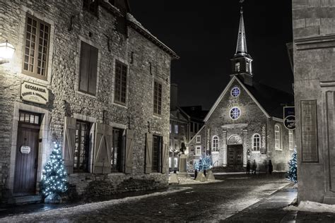 Old Church In Quebec City Night Shot In Québec City