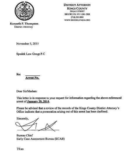 decline  prosecute letter   district attorneys office