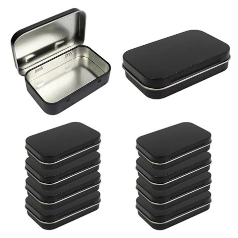 pack metal rectangular empty hinged tins box containers