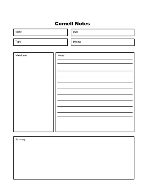 downloadprintable cornell notes  templates