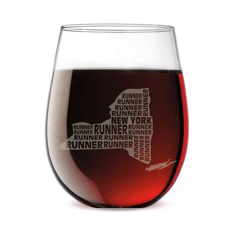 Stemless Wine Glass New York State Runner Running