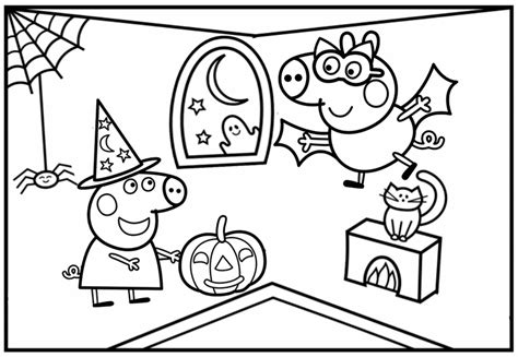 peppa pig halloween day coloring page mitraland