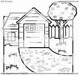 House Clipart Cartoon Coloring Outlined Thoman Cory Vector Transparent Clip 2021 Clipartof sketch template