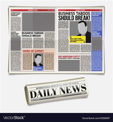daily newspaper template tabloid layout royalty  vector