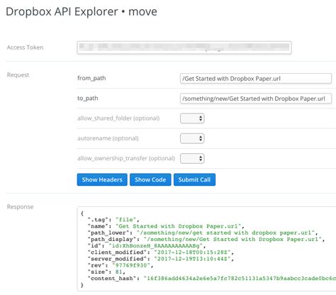 managing files  folders   dropbox account   dropbox api