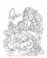 Coloring Fairy Pages Books Adult Fairies Book sketch template