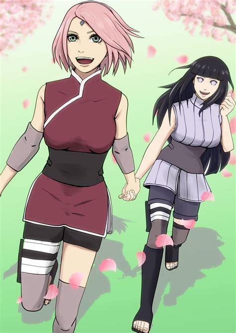 sakura and hinata running sakuhina naruto naruto desenho e anime