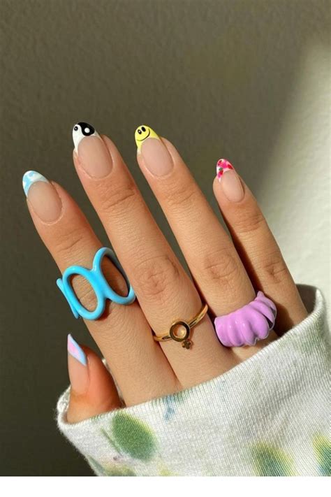 cute summer pastel nails  almond shaped nails