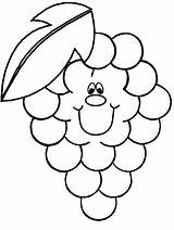 Funny Coloring Pages Fruits Fruit Grape Grapes Kids Printable sketch template