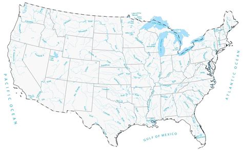 lakes  rivers map   united states gis geography