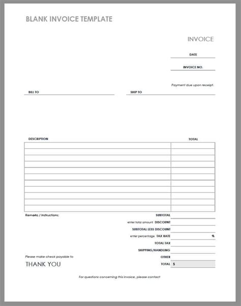 printable invoices blank printable blank world