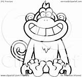 Monkey Clipart Sitting Cartoon Outlined Coloring Vector Thoman Cory Royalty sketch template