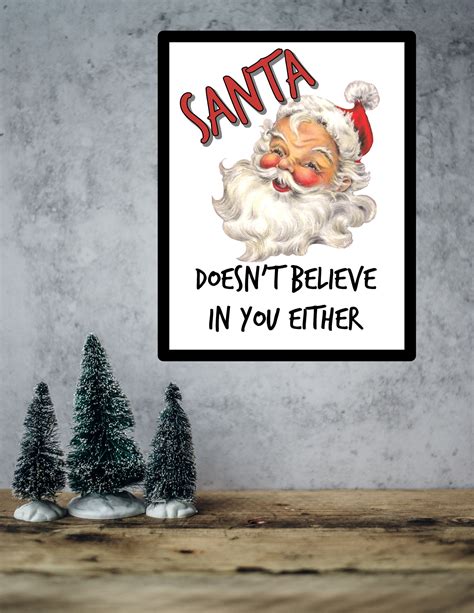 funny christmas sign instant download printable santa