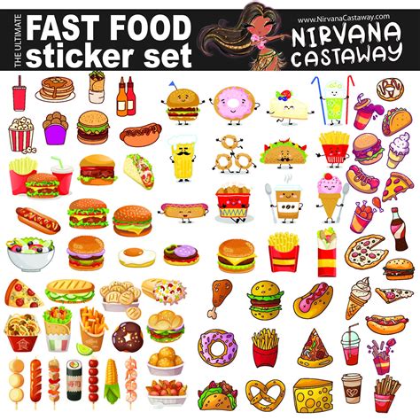 ultimate fast food stickers printable  digital files etsy