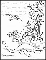 Coloring Elasmosaurus Plesiosaurus Pages Pterodactyl Jurassic Park Template sketch template