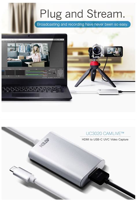aten camlive hdmi to usb c video capture full hd streaming
