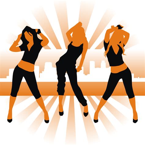 vector    dancing girl silhouettes