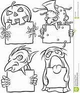 Halloween Monsters Whiteboard Drawing Illustration Coloring Vector Preview sketch template