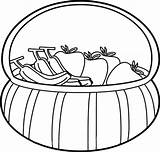 Basket Apple Banana Coloring Pages Contain Color sketch template