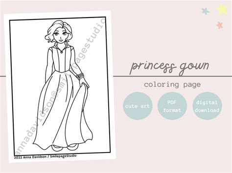 princess printable coloring page digital  princess etsy