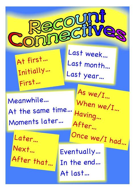 recount connectives poster classroom treasures recount writing