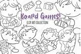 Games Board Playing Kids Clip Cute Playground Stamps sketch template