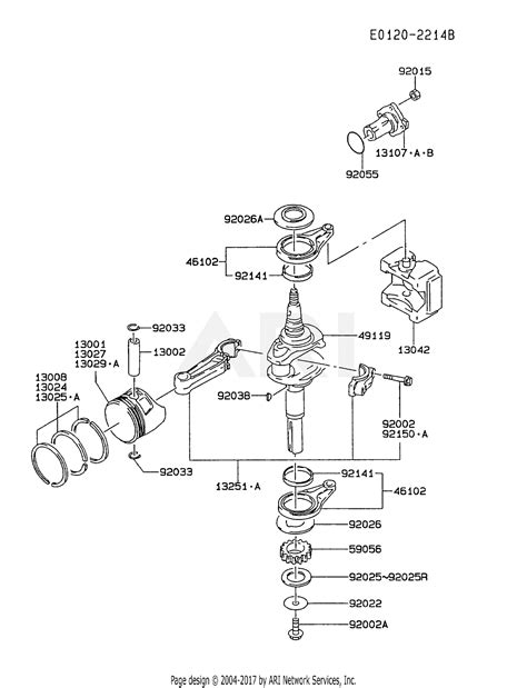 kawasaki fcv cs  stroke engine fcv parts diagram  pistoncrankshaft