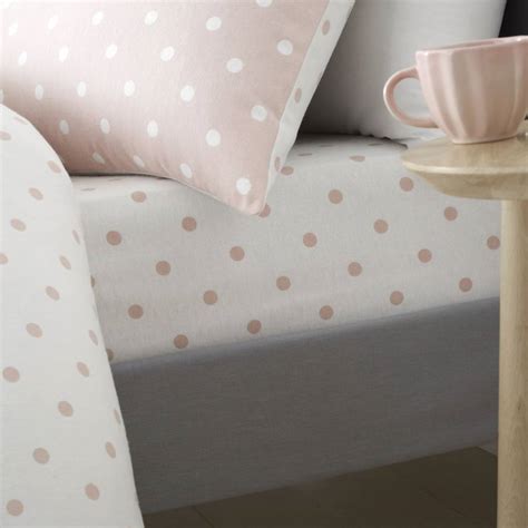 Dotty Brushed Cotton Double Fitted Sheet Blush Brandalley