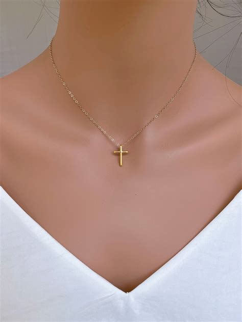 cross necklace women  solid gold cross necklace cross etsy